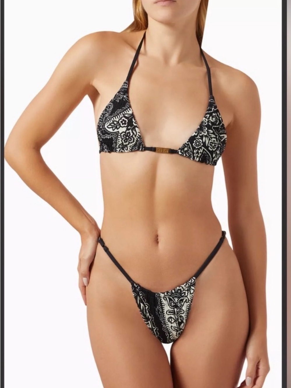 KITH Women Paisley Smocked Bikini Set Two-Piece - NWT Size XXL Black/White